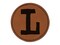 Letter L Uppercase Cute Typewriter Font Round Iron-On Engraved Faux Leather Patch Applique - 2.5"